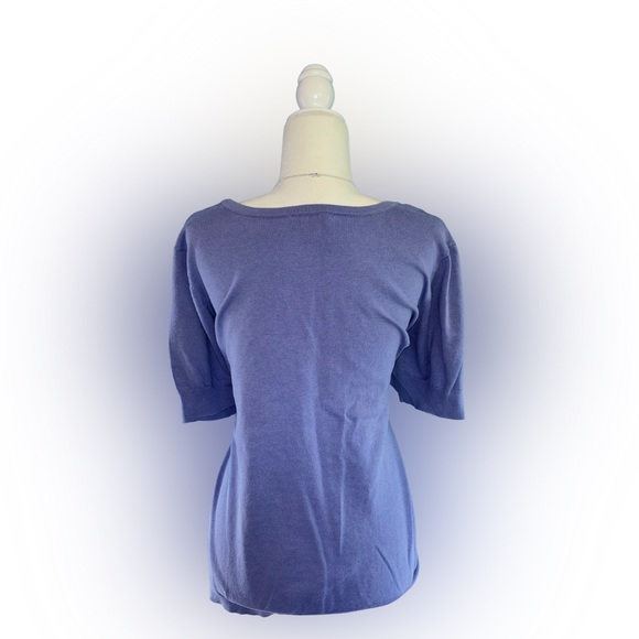 d&co Plus Size 3X Lavender Periwinkle Button Front Short Sleeve Knit Cardigan - Picture 3 of 5